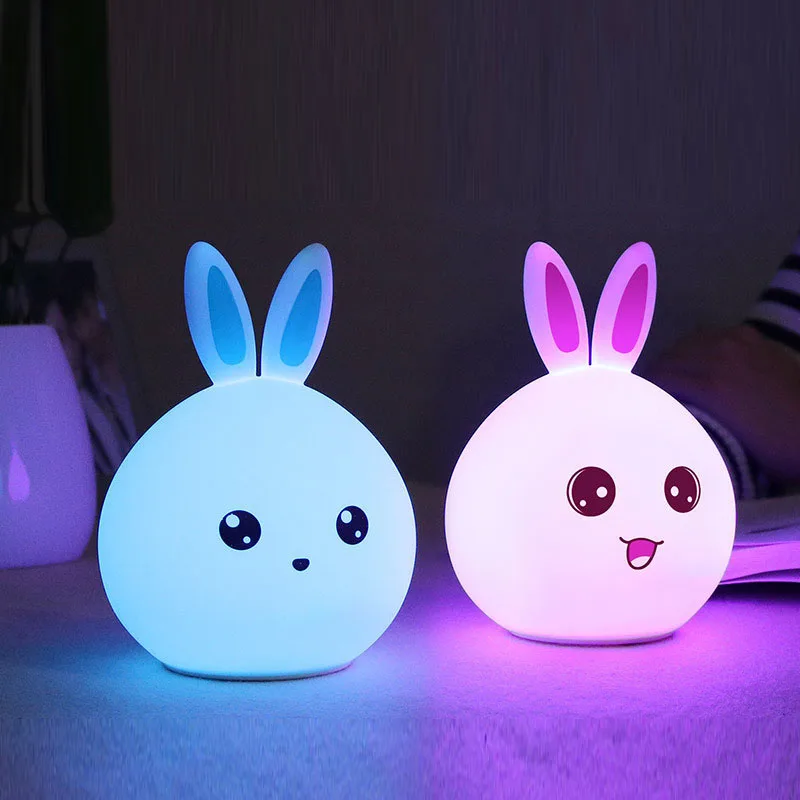 

Led Rabbit Night Light Touch Sensor Anime Lamp 7 Colors Silicone Light For Kids Gift Childrens Bed
