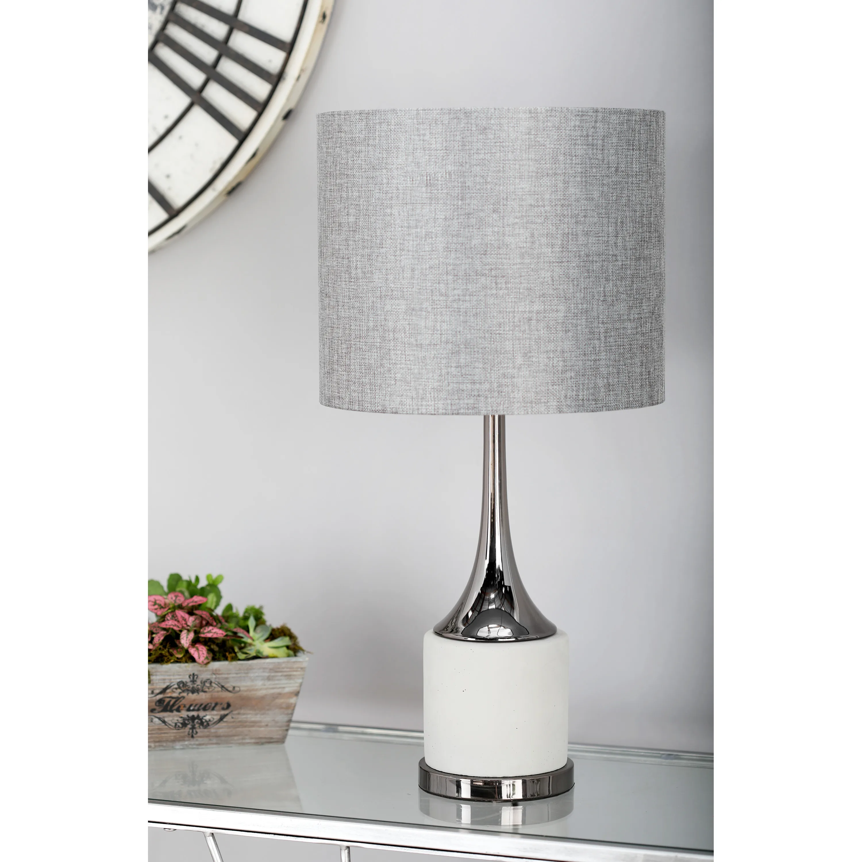 

Free Shipping Free Shipping Gray Metal Traditional Table Lamp 23"