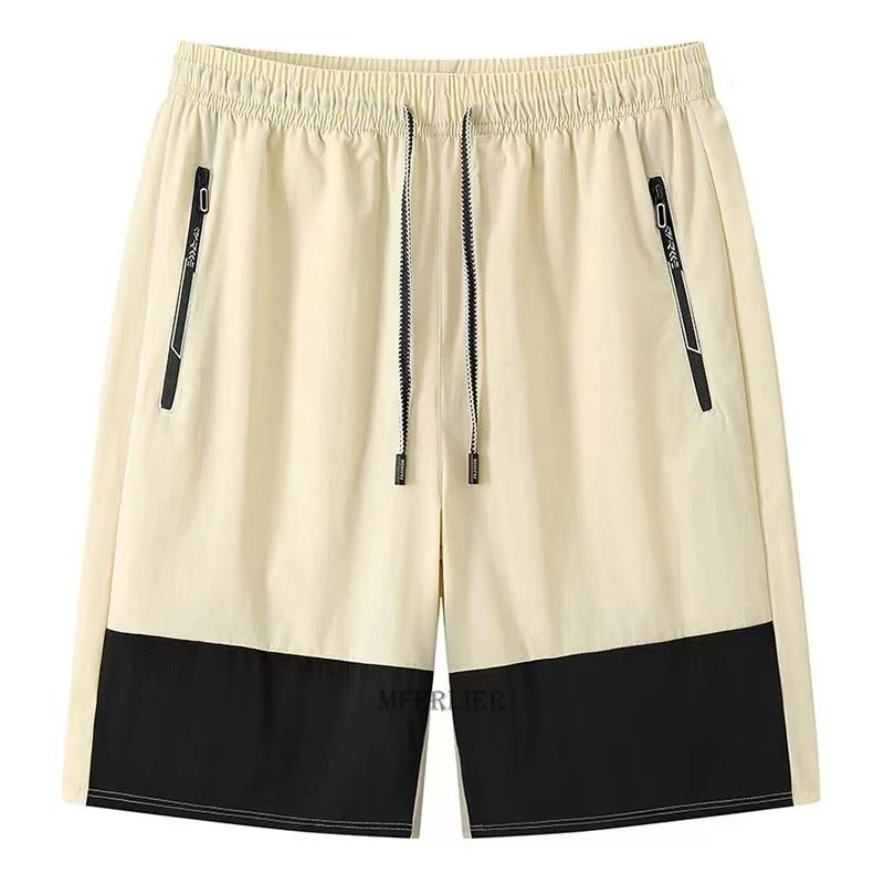 

new arrived summer men shorts patchwork zipper loose sports chic shorts plus size 8XL young korea style shorts elasticity khaki