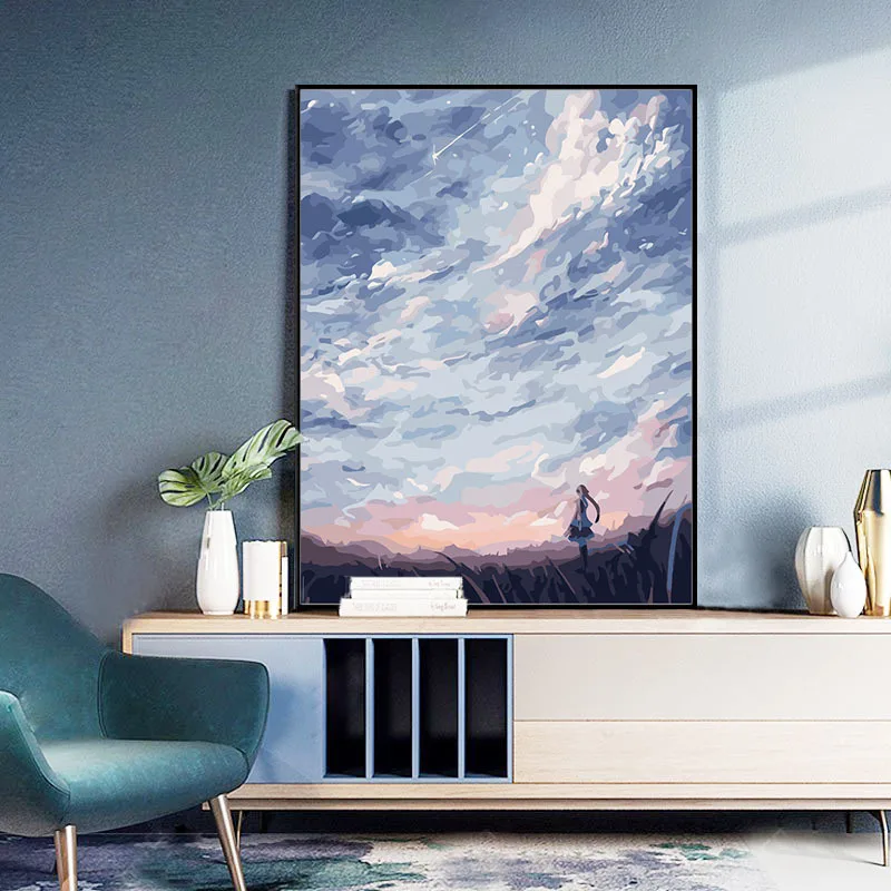 

00355Ann-Tulip diy digital oil painting oil painting acrylic flower painting explosion hand-filled landscape painting