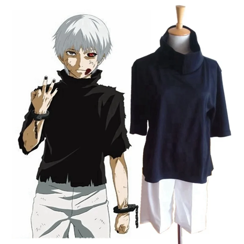 

Japanese Anime Tokyo Ghoul Cosplay Costumes Kaneki Ken Cosplay Costumes Jackets Black Fight Uniform Full Set With Mask wig