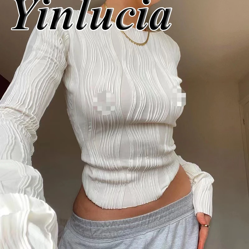 

Топы, женские блузки, нестандартная полосатая Солнцезащитная короткая рубашка, тонкая Базовая футболка, Сексуальная слегка прозрачная блу...