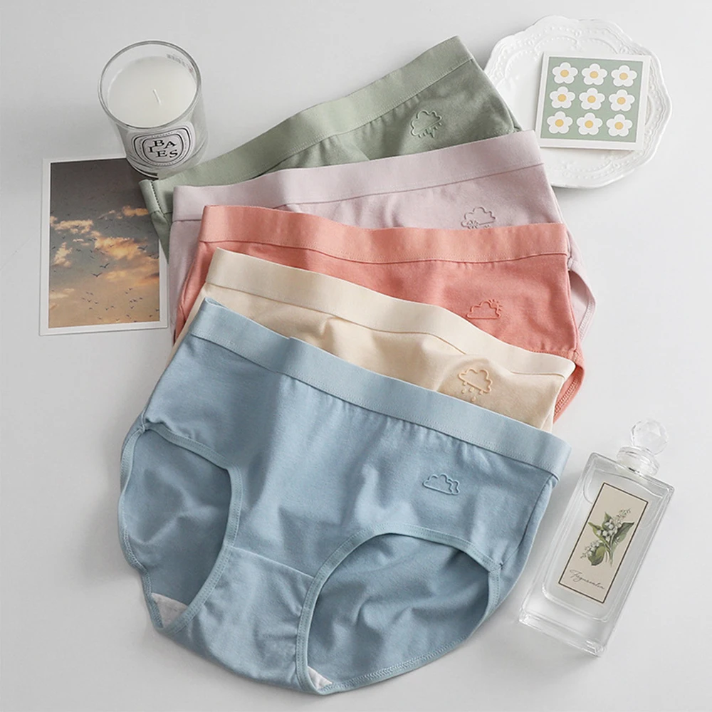 

1Pcs Women's Mid Waist Cotton Panties Brief Soft Woman Triangle Underwear Briefs Ladies Girls Underpants Womens Lingerie Panti