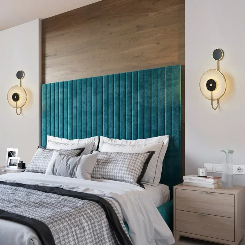 Скандинавский круглый настенный светильник постмодернистская мраморная лампа