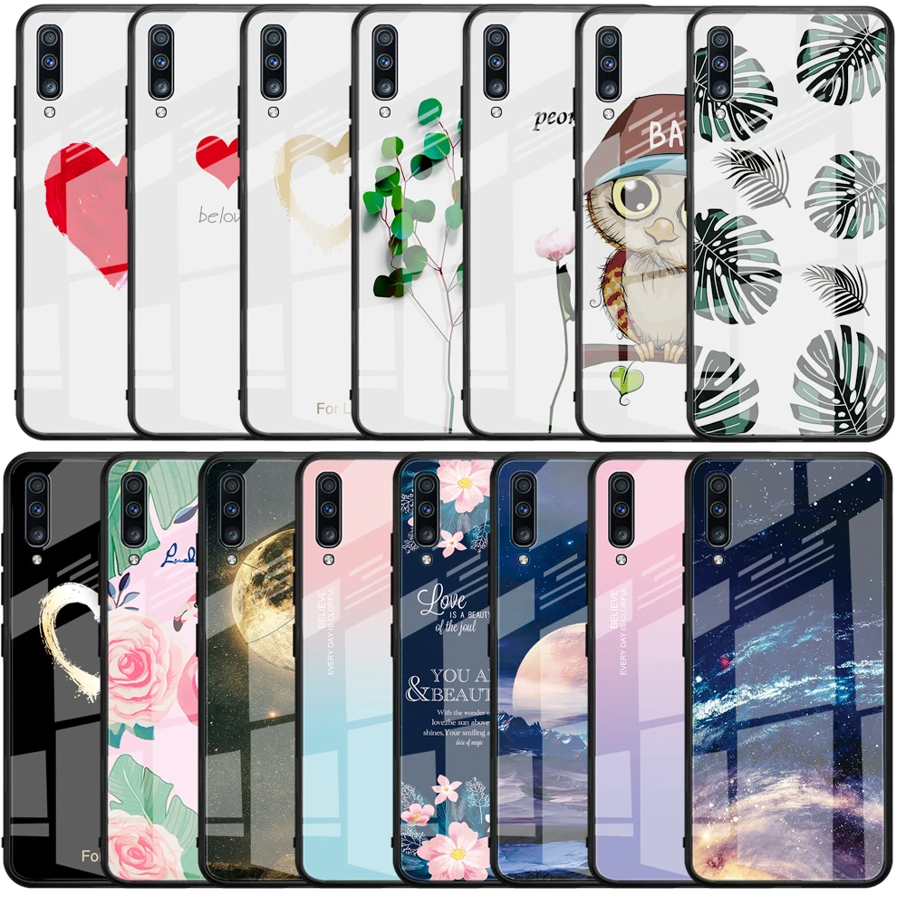 

For Samsung Galaxy A32 A22 A21S A12 A13 A31 A41 Case Starry Sky Pattern Shockproof Tempered Glass Phone Cases For Galaxy M23 M33