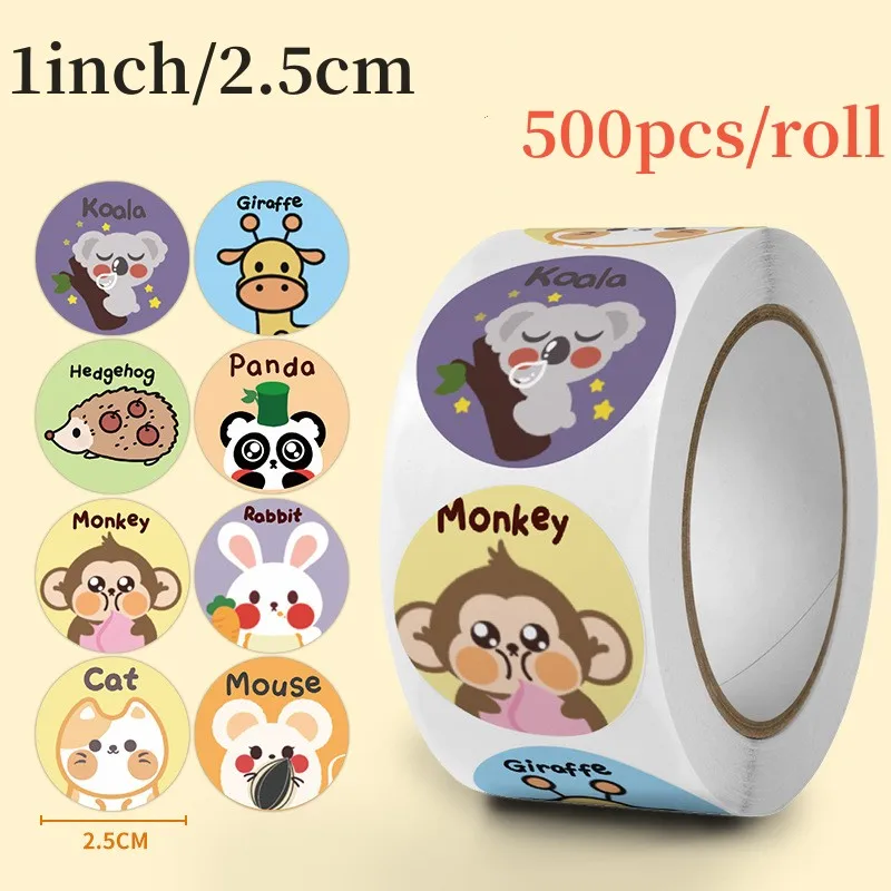 

500PCS /Roll Cute Cartoon Animal Stickers Free Gift Letter Scrapbook Stationery Supplies Labels Handmade Love Thank You Stickers