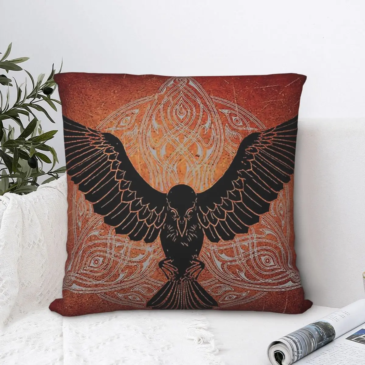 

Raven Polyester Cushion Cover Vikings Bedroom Office Decorative Soft Cojines Decorativos