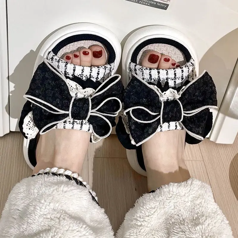 Шлепанцы женские из хлопка и льна всесезонные комнатные тапочки домашняя одежда