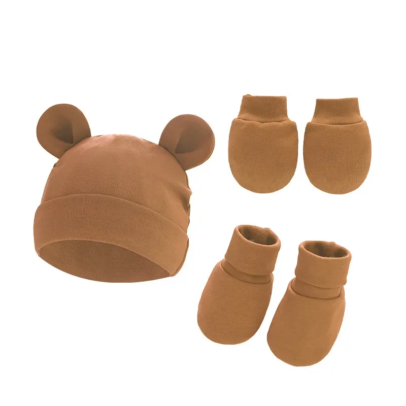 

Cute Baby Hat Newborn Bonnet Gloves Socks Set Beanie Hats Ear Shape New Born Gift Photography Props Infant Fashion Accessories