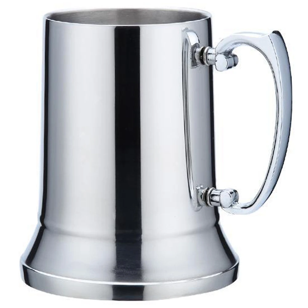 

Tankard Stein Double Wall Stainless Steel Beer Mug Cocktail Breakfast Milk Mugs with Handgrip Coffee Cup 560Ml