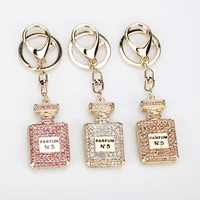 new women keychain perfume bottle diamond encrusted alloy keychain fashion exquisite simple wild jewelry key ring pendant gift