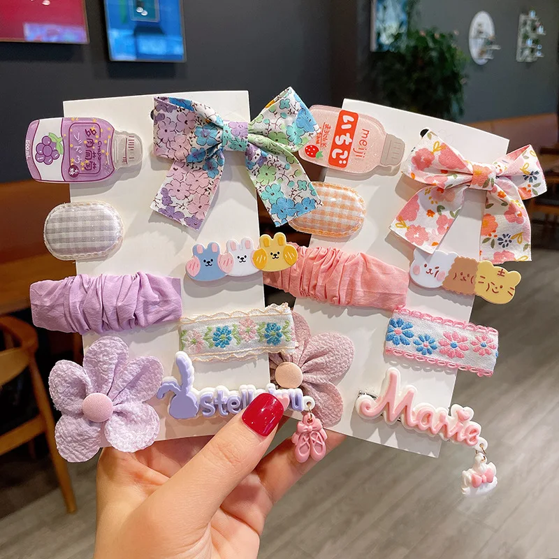 

8pcs Cartoon Bow Flower Letters Women Girl Kid Hair Accessories Sweet Hair Clip Pin Hairpins Hairgrip Barrettes