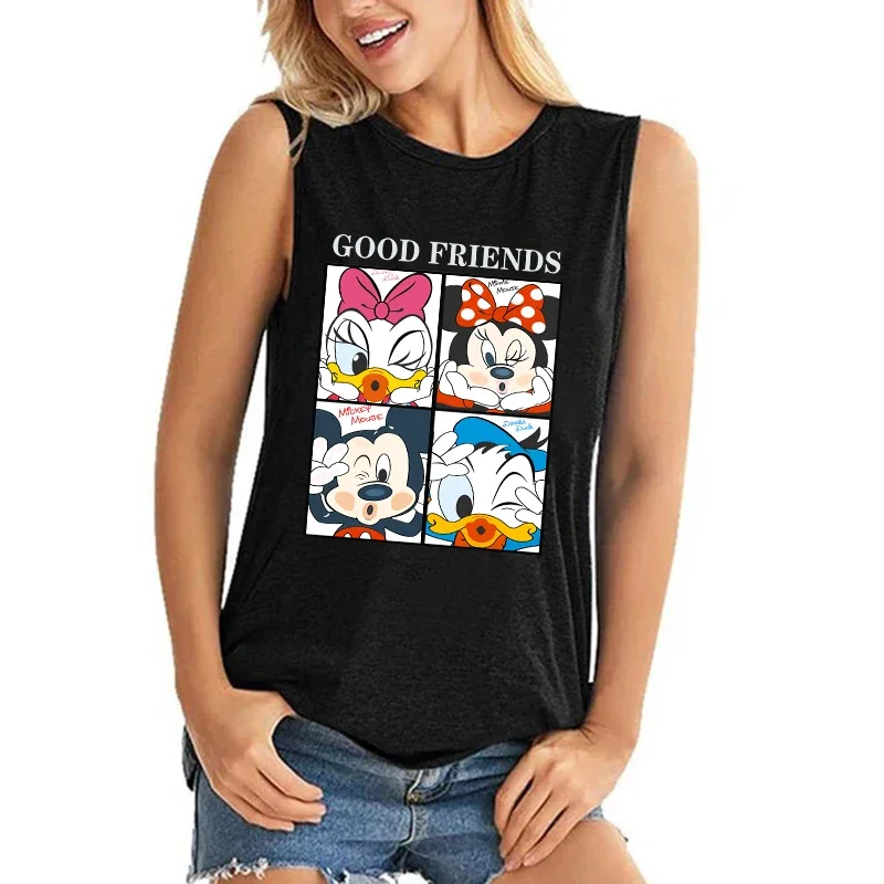 Модная майка 90-х Футболка Микки жилет футболка Минни Маус женская одежда