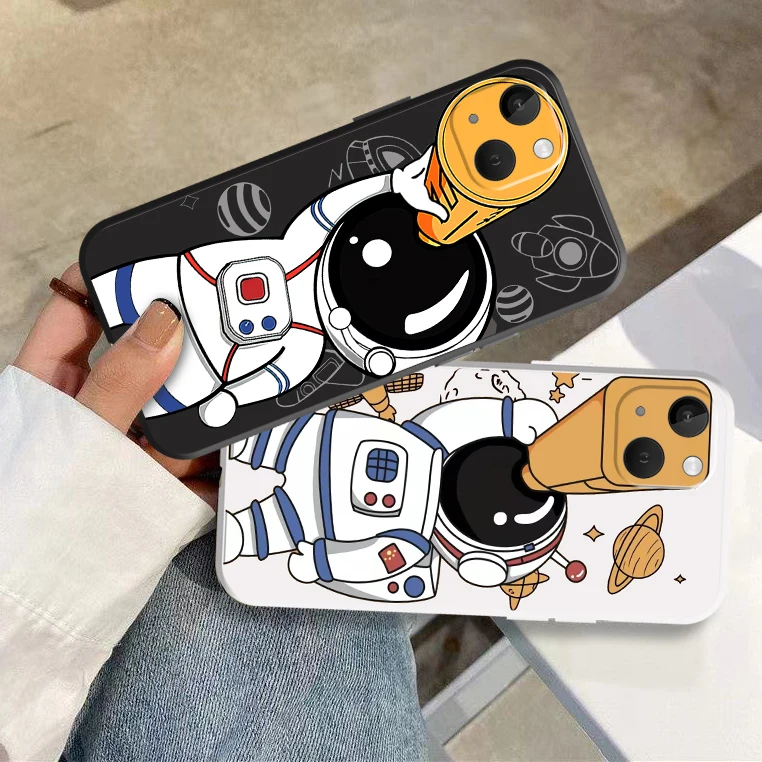 

Anti-drop For Apple iphone 12 11 13 Pro Max White/Black Phone Case Astronaut Silicone Soft case For iphone XS Max 6 7 8 Plus