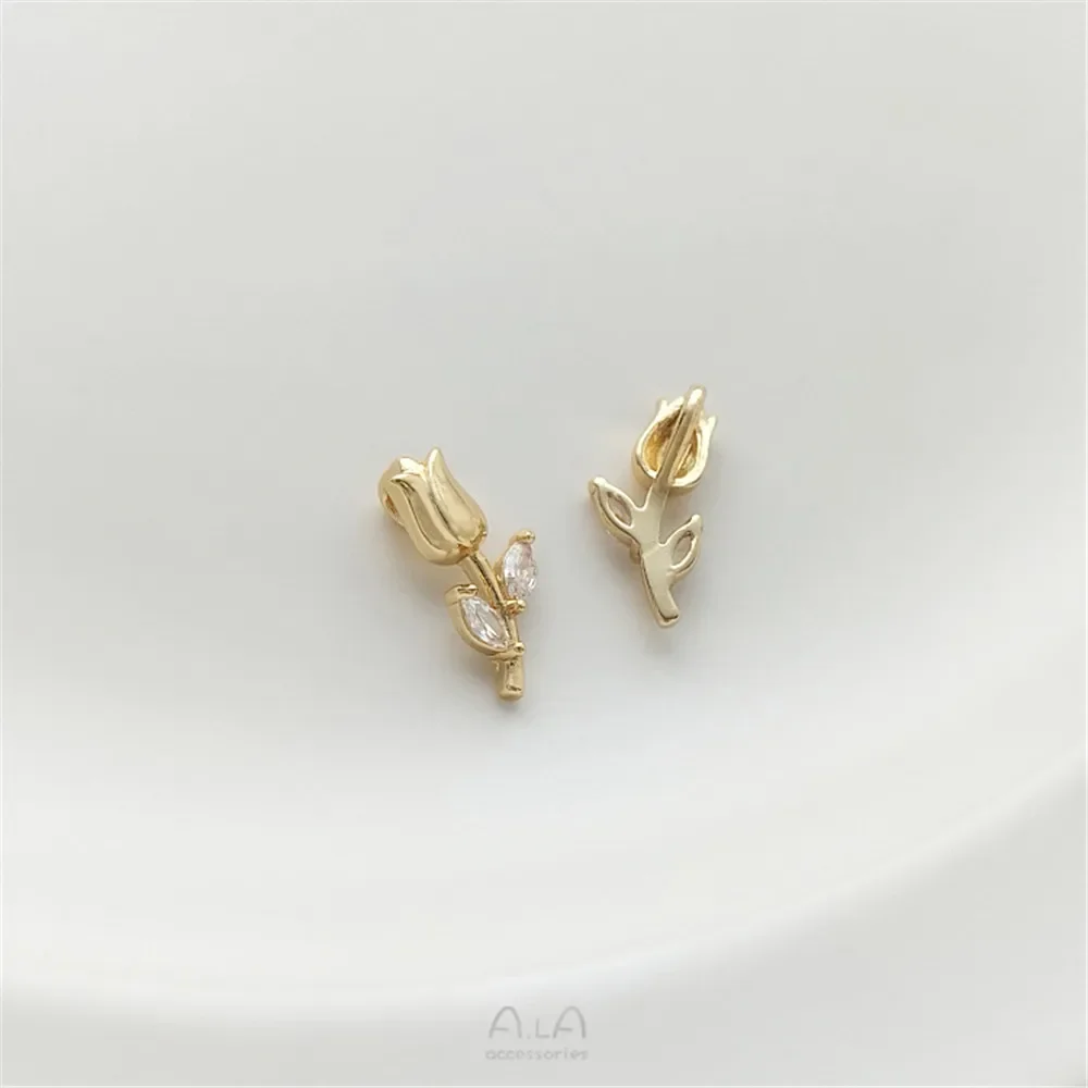 14K упаковка золотого цвета сохраняющий циркон маленькая ромашка тюльпан роза