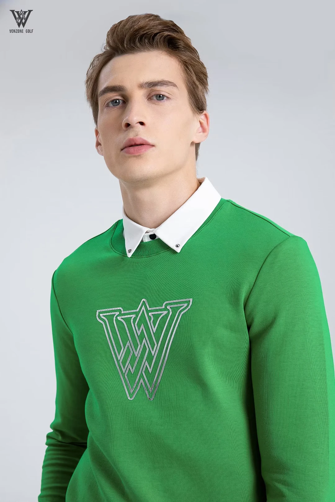 Small brand VONZONE new golf round neck men's long sleeve T-shirt fashion top hoodie black and white sportswear