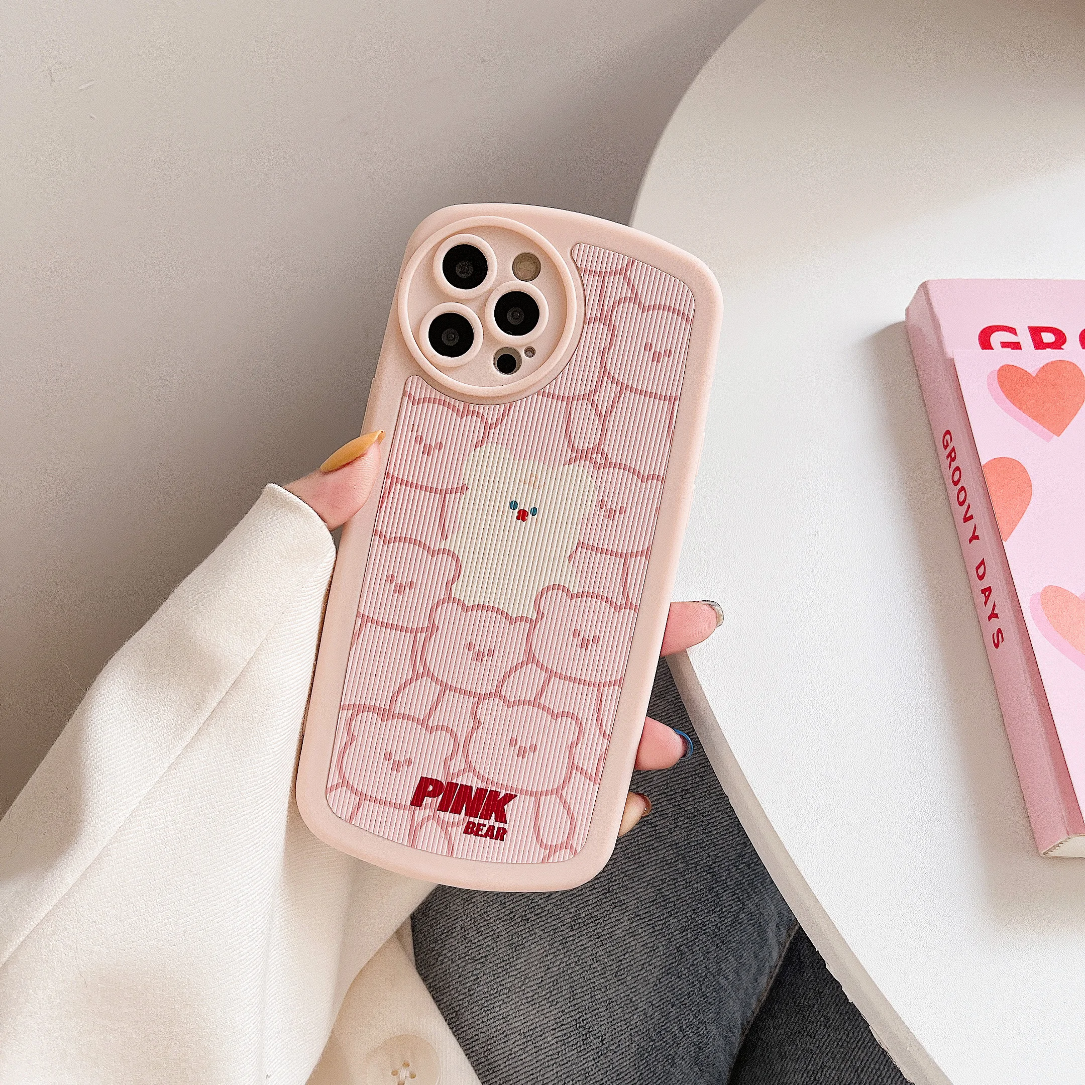 Pink Bear Soft Gel Silicone Shockproof Phone Case For IPhone 11 12 13 Pro X XR XS Max 7 8 Plus Cover |