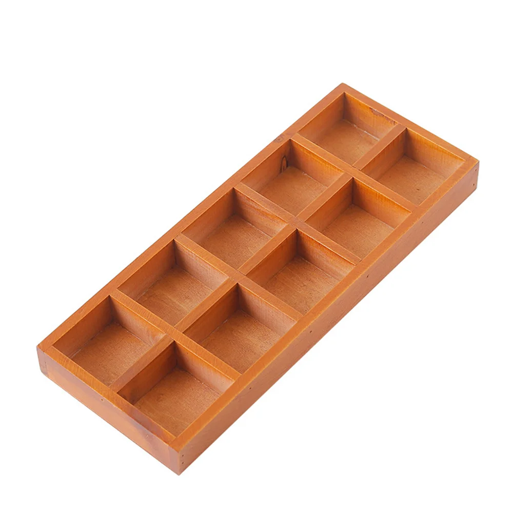 

Storage Wooden Box Container Desktop Tray Multi Compartment Jewelry Rectangular Wood