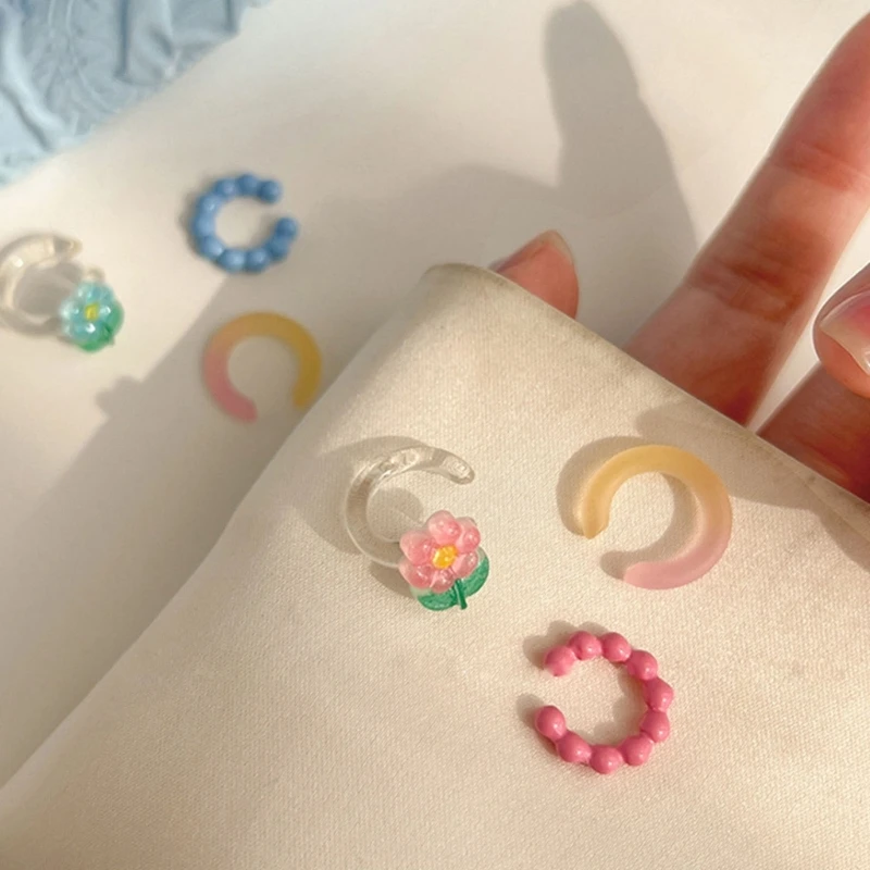

3Pieces/set Resin Sweet Flower Ear Cuff Wrap Earring Little Girl Non Piercing Dropship
