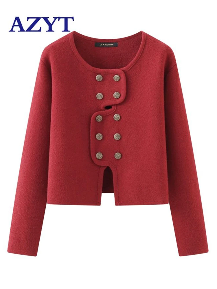 

Double Breasted Cardigan Women Sweet Cropped Sweaters Gentle Knitted Vintage Korean Style Fashion Outwear Cardigan Feminine