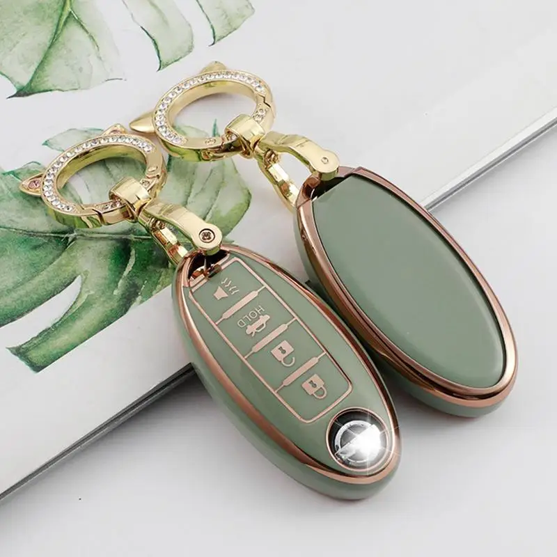 

TPU Key Shell Keyring Fob Cover Smart Keychains For Men For 4 Button Nissan Teana Infiniti Car Accessories