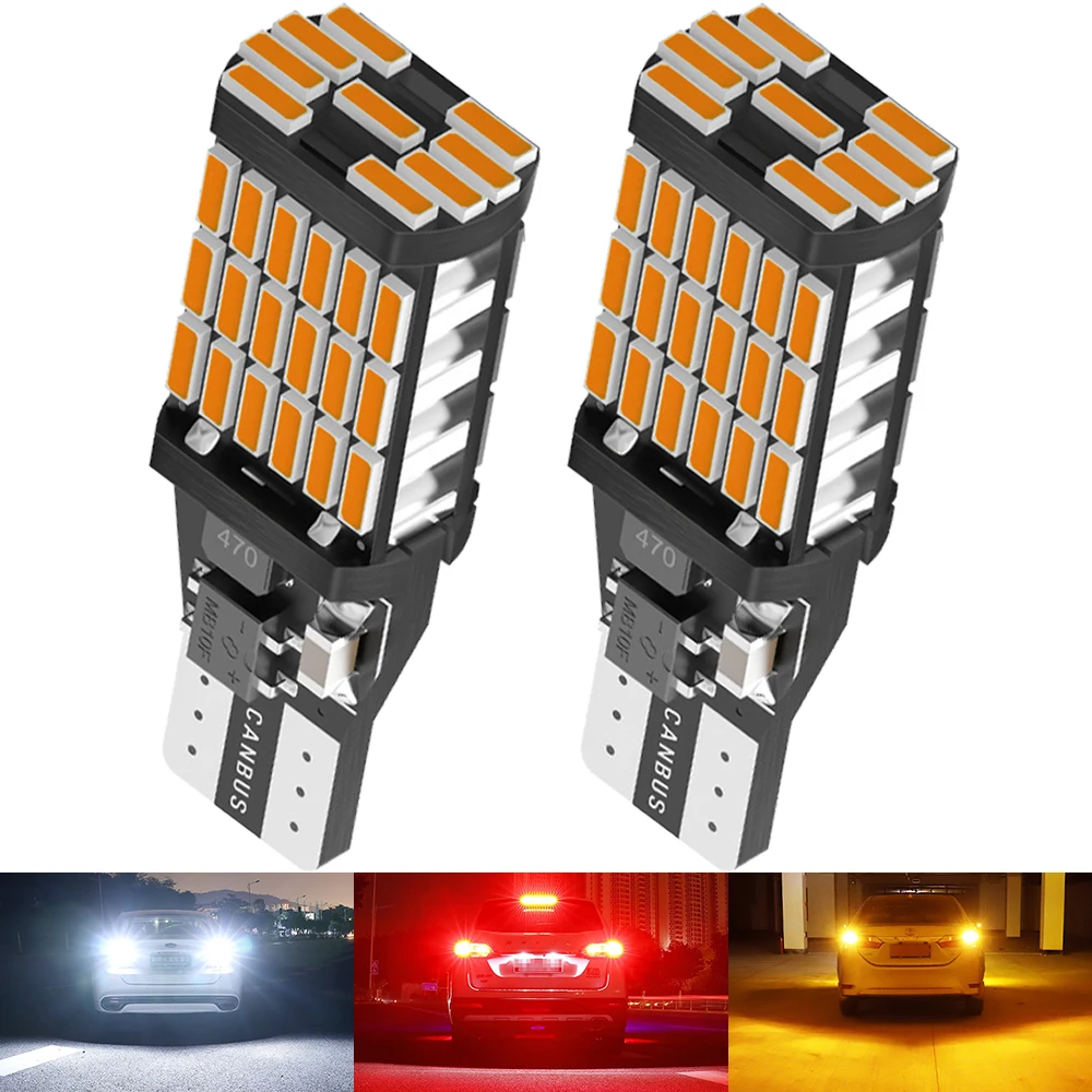 

2 Упаковки T15 4014 45-чип W16W Canbus LED Лампы Для Задних Фонарей, Высокая Мощность 12В, Красный, Янтарный, Желтый, Без Ошибок