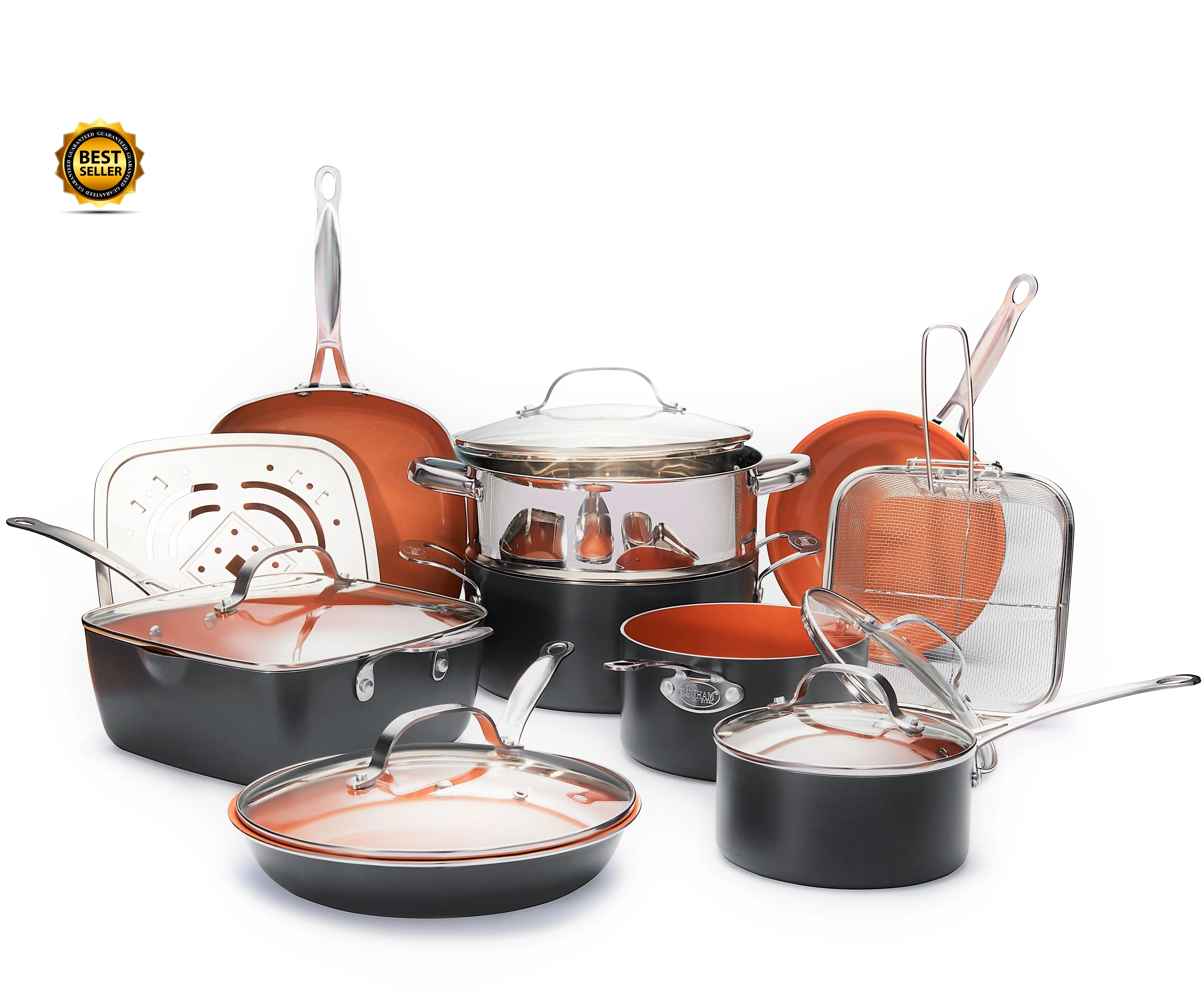

15 Pieces Nonstick Copper Cookware Set