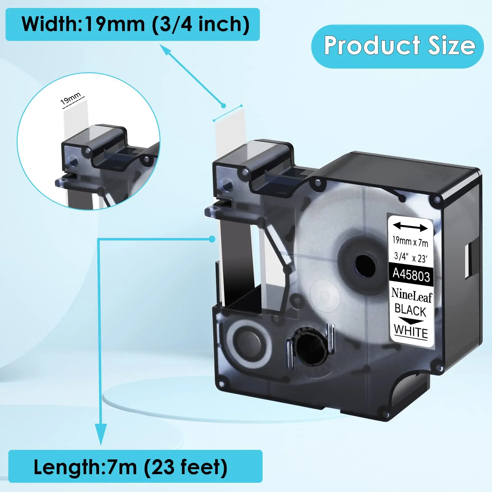 CRUXER 5PK 19 мм черно-белая лента для этикеток совместимая со стандартными этикетками