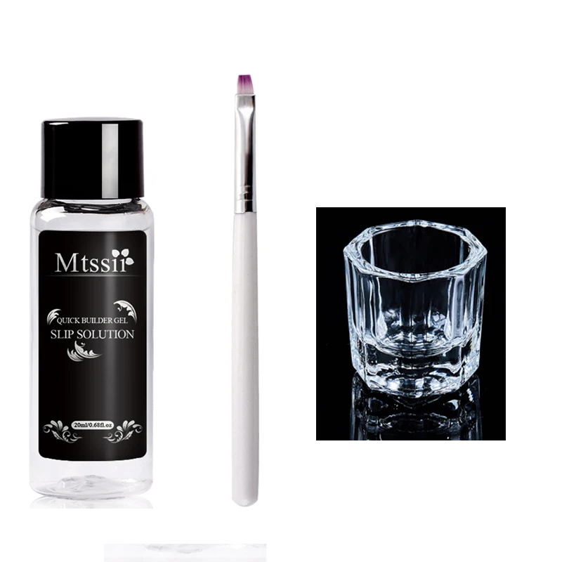 

20ML Acrylic Building Nail Extension Gel Slip Solution Not Sticky Extender Builder Jelly Gel Slice Nail Art Brush Cup Set