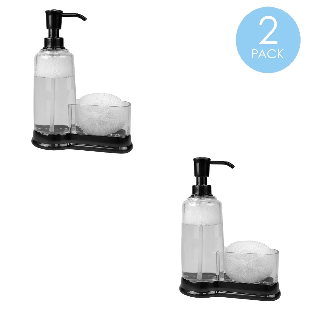 

Plastic Soap Dispenser with Sponge Compartment, Black