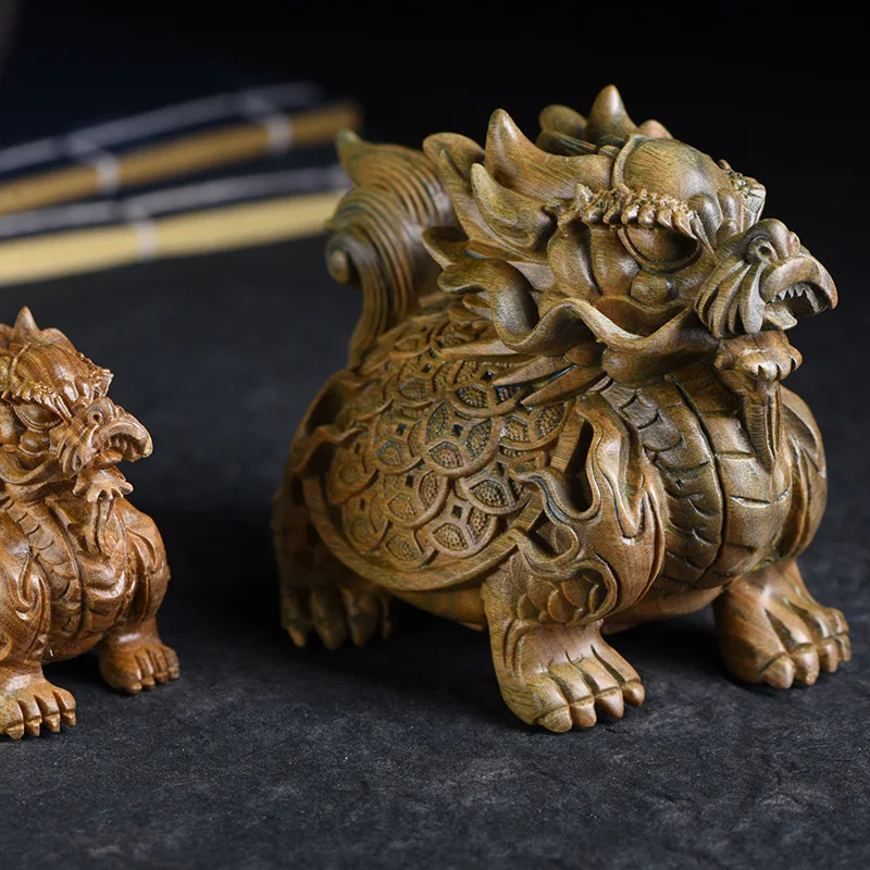 Guajacwood Xuanwu украшение в виде черепахи дракона резьба по дереву ремесла