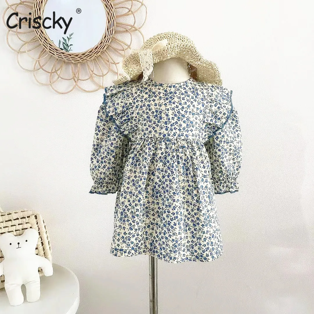 

Criscky 2022 Summer Girls' Dress Baby Cute Flower Pleated Long Sleeve Party Princess Dress Children's Toddler Kids Clothing
