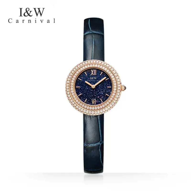 CARNIVAL Brand Fashion Quartz Wristwatches Ladies Luxury Rose Gold Leather Casual Girls Watch Waterproof for Women Reloj Mujer