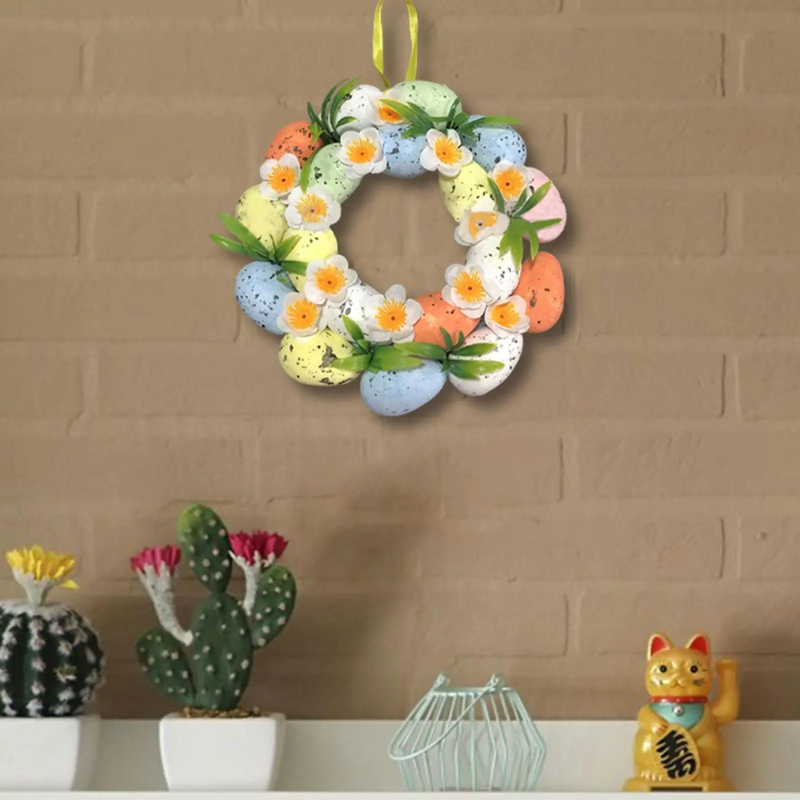 

7.87inch Easter Wreath Decor Photo Prop Wall Artificial Flowers Wreaths for Indoor Outdoor Front Door Outside Farmhouse Party