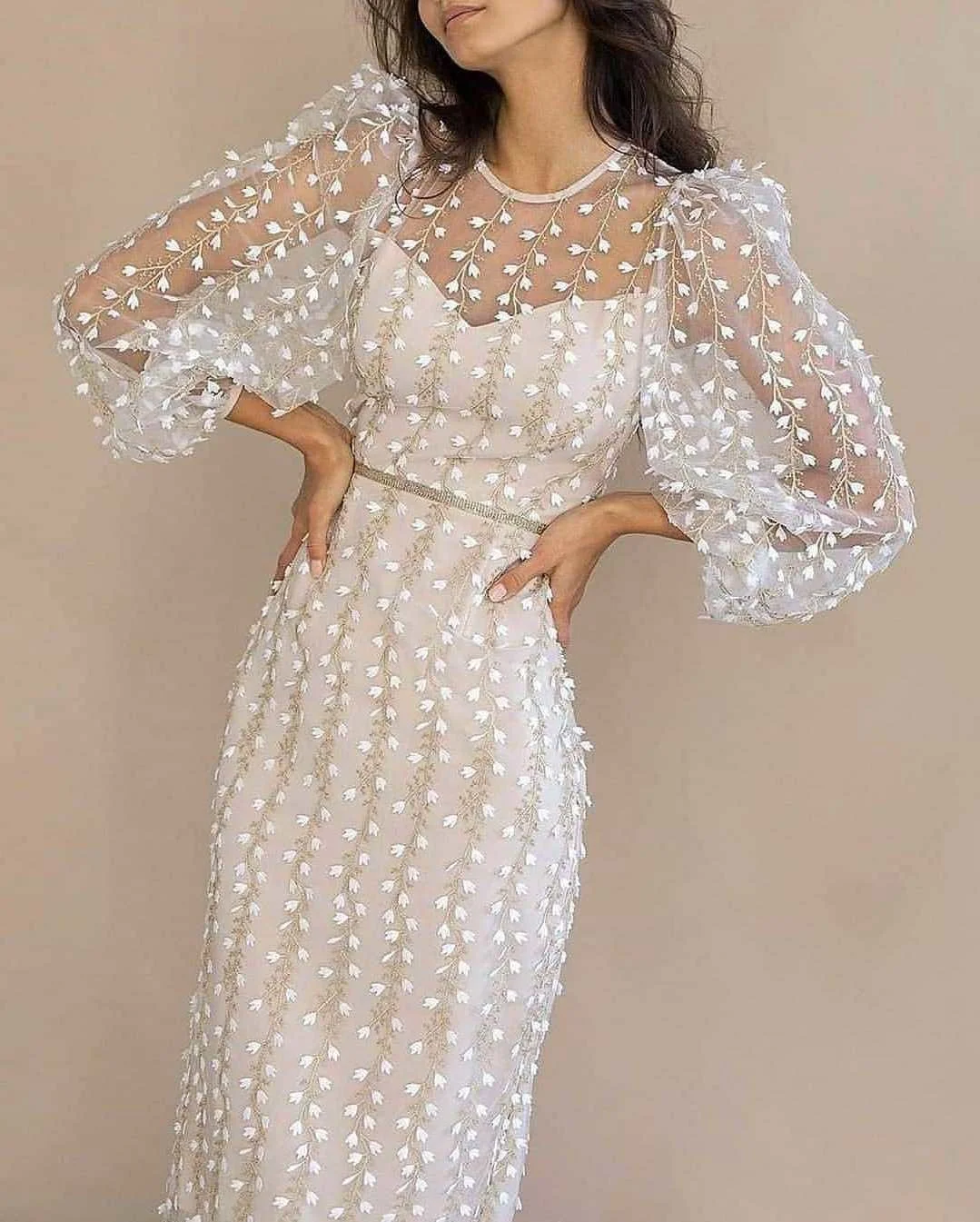 

Роскошное свадебное вечернее платье с длинным рукавом средней длины из сетчатой ткани фатиновое банкетное платье-Макси сексуальное блестящее платье для молодых леди 2023