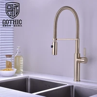 gothic brushed gold kitchen faucet pull out kitchen sink water tap nickle single handle mixer tap 360 rotation kitchen faucets