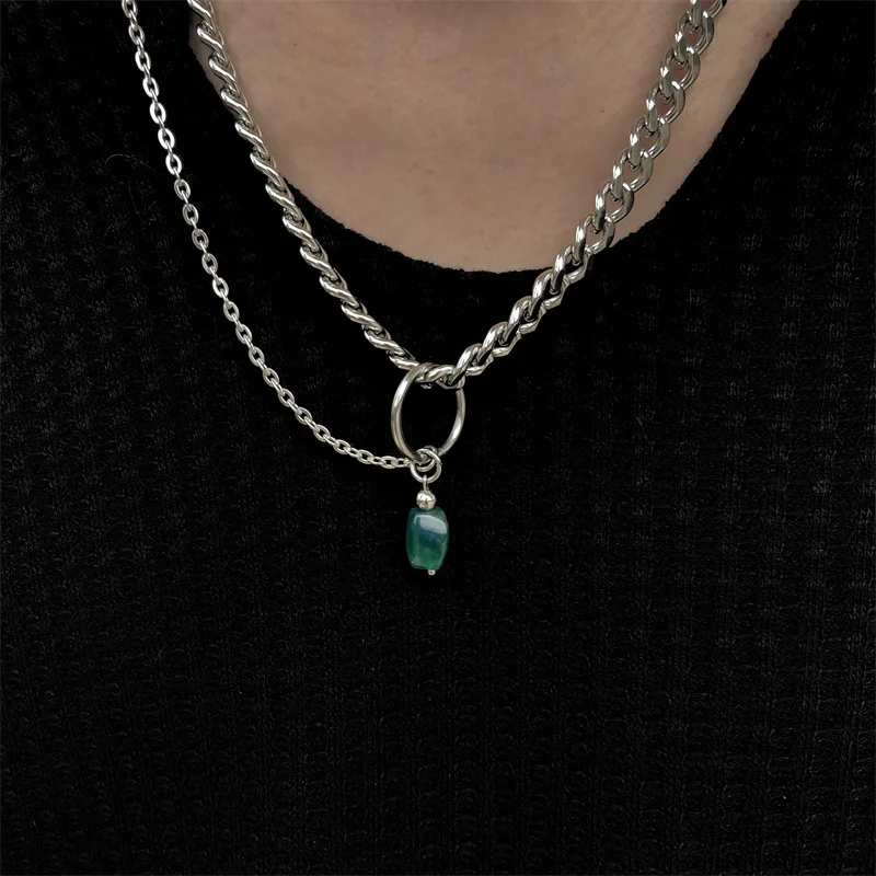 

Новый китайский нефритовый кулон ожерелье из титановой стали хипстер для мужчин и женщин литературный ретро дизайн для влюбленных