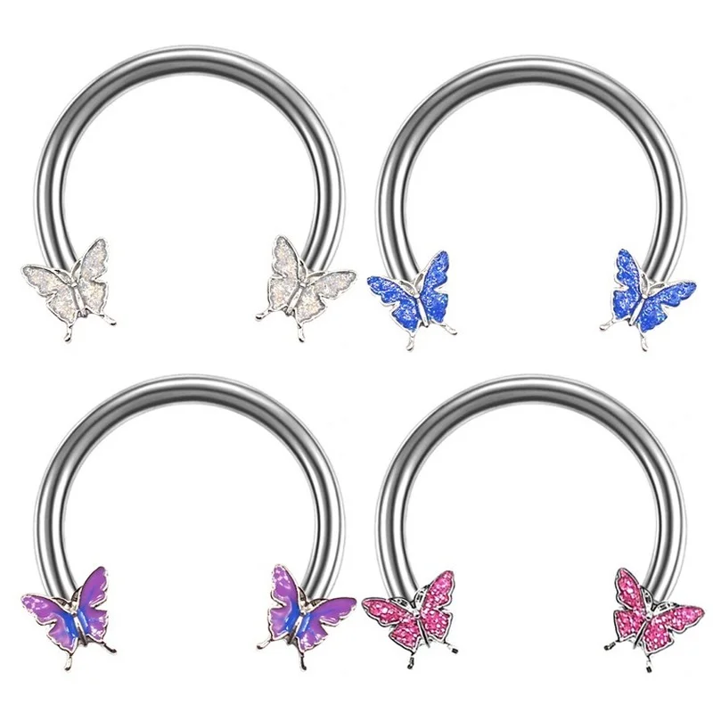 

16G Butterfly Horseshoe Nose Rings Earrings Septum Ring Tragus Piercing Daith Helix Hoop Ear Earring Nostril Piercing Jewelry