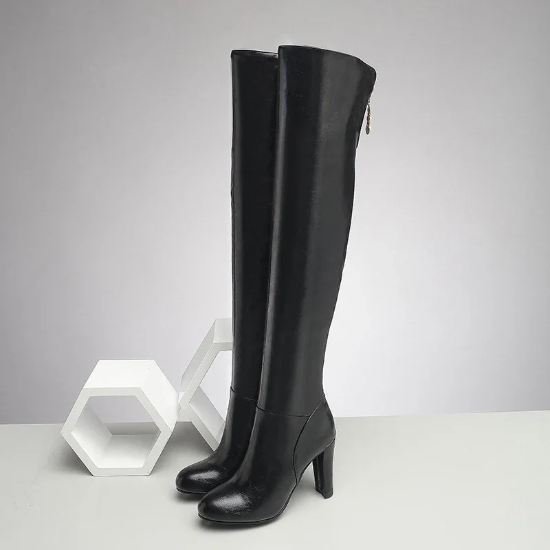 Женские сапоги выше колена с ультравысоким профилем и толстой плюшевой