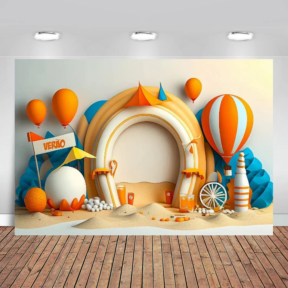 Фон для фотосъемки Лето Гавайский пляж доска для серфинга Луау детский день рождения торт разбивать портрет Декор фото фон студия