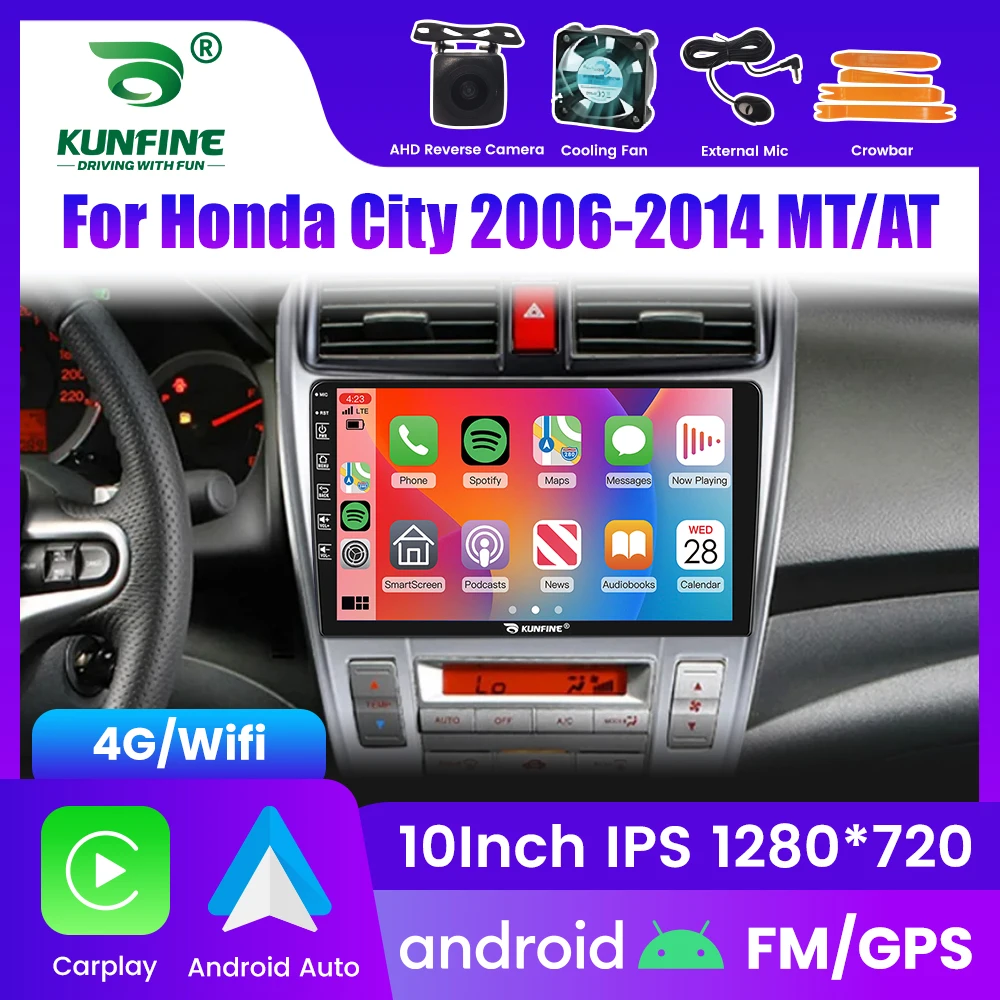Фото 2Din Android автомобильный радиоприемник для Honda City 2006-2014 мультимедийный видеоплеер GPS-навигация стерео аудио головное устройство Carplay 4G Wi-Fi №1