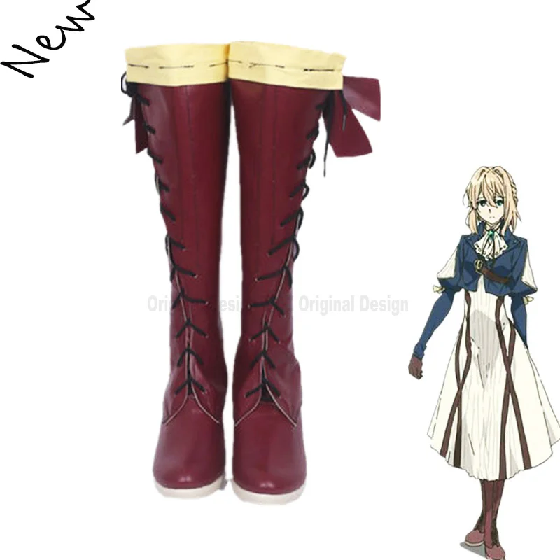 

Anime Violet Evergarden Cosplay Costume Benedict Blue Red PU Shoes Boots Heighten Boots Shoes Party For Adult Woman Girls Shoes