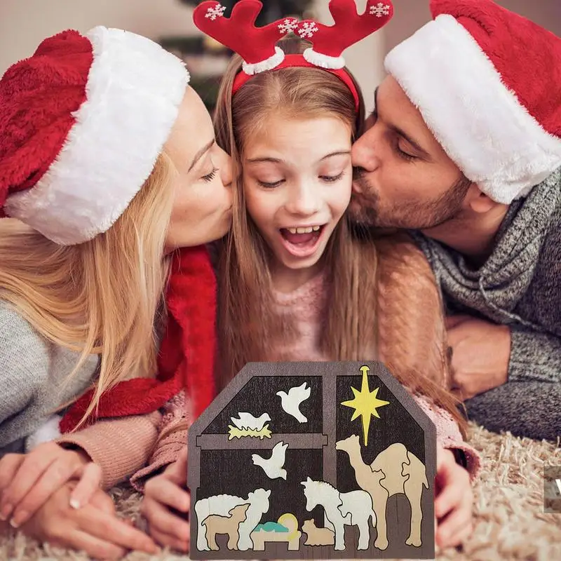 Деревянная статуя-пазл с Иисусом рождественские подарки праздничные украшения