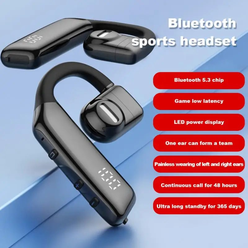 

Беспроводная гарнитура I5 TWS Bluetooth 5,3, наушники с ушным крючком и воздушной проводимостью, спортивные наушники с шумоподавлением для IPhone, Xiaomi