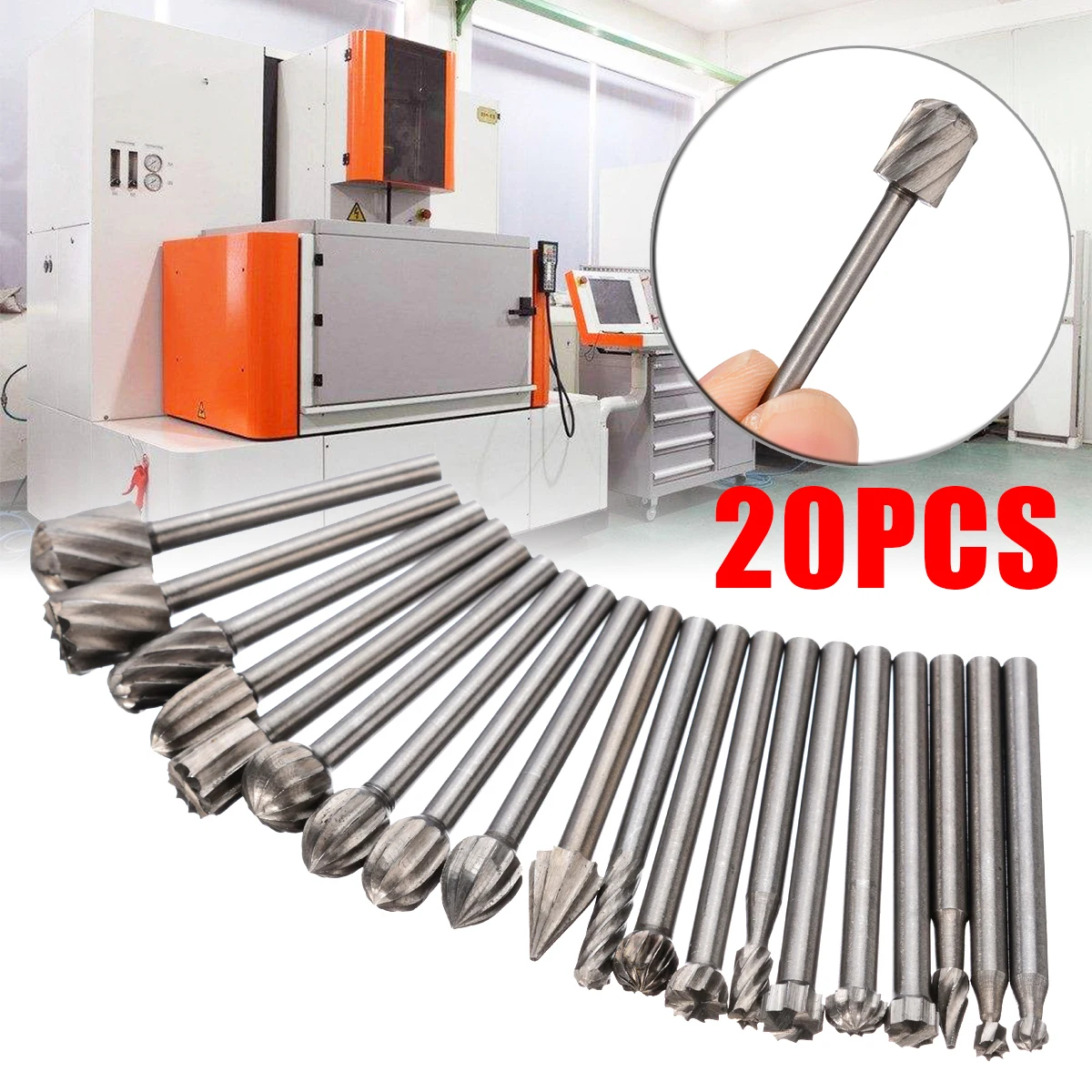 

20 Pcs Wood Carving Milling Cutter Set Durable HSS Routing Router Bits Burr Milling Cutter for Rotary Engraving Machine Tool