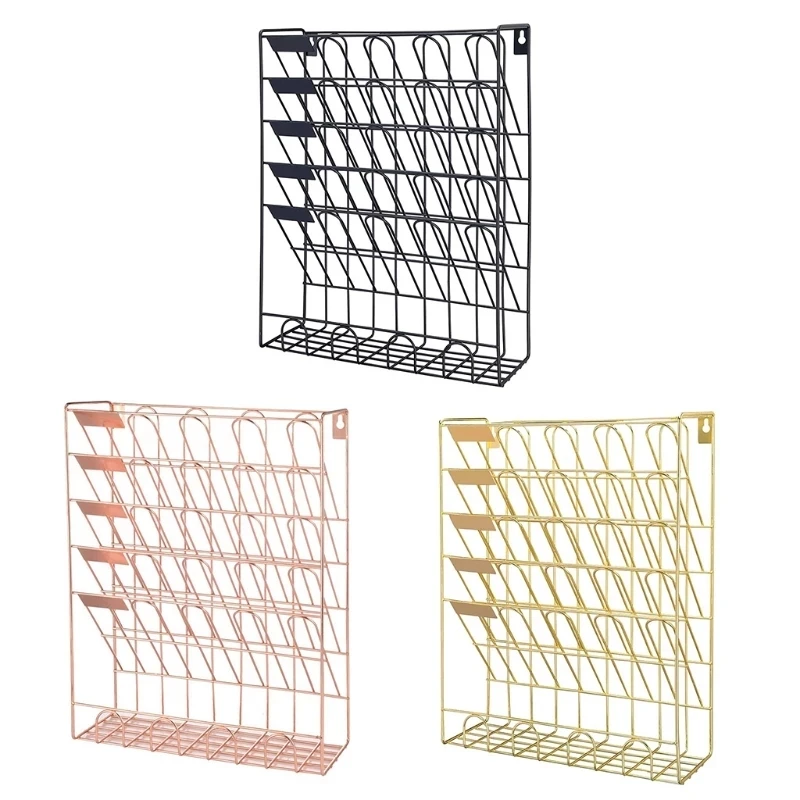 Wall-mounted Storage Rack Five-story Metal Wall File Holder Newspaper Basket Paper Organizer Magazine Mail Rack Display