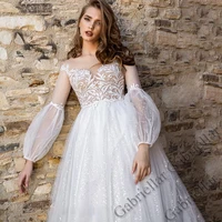 gabriellar aline wedding dress princess buttons exquisite appliques full sleeve mopping gown vestido de novia 2022 women