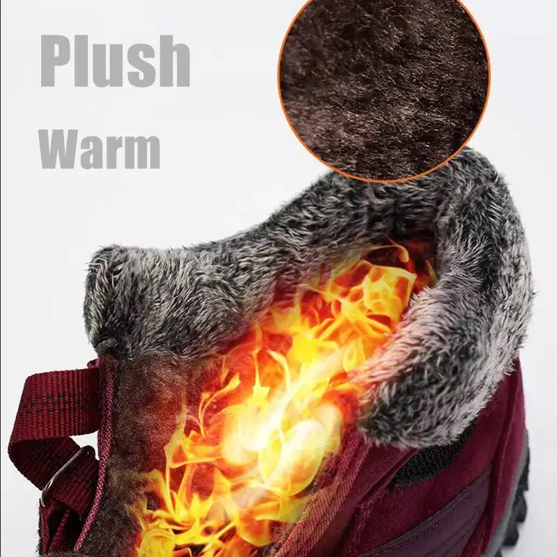 Winter Women's Boots Warm Plush Casual Walking Shoes High To Help Non-slip Hiking Shoe