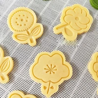 4pcs flower plastic decorative biscuit mold wedding diy kitchen cake decorating tools cookie cutter stamp fondant embosser die