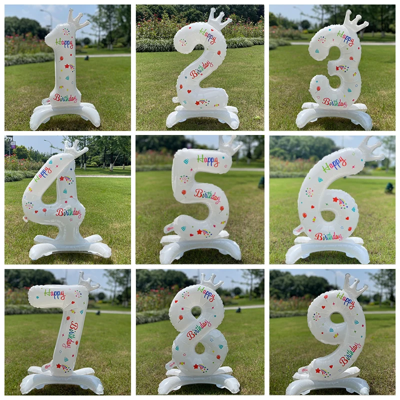 

32inch Balloons Year Crown Number 0-9Outdoor Baby Shower Birthday Christmas Anniversary Wedding Party Decoration For Kids Adult